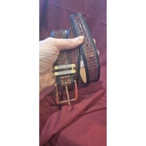 Ben Sherman Size 36 Genuine Italian Leather Two Tone Belt Black Brown Gold EUC